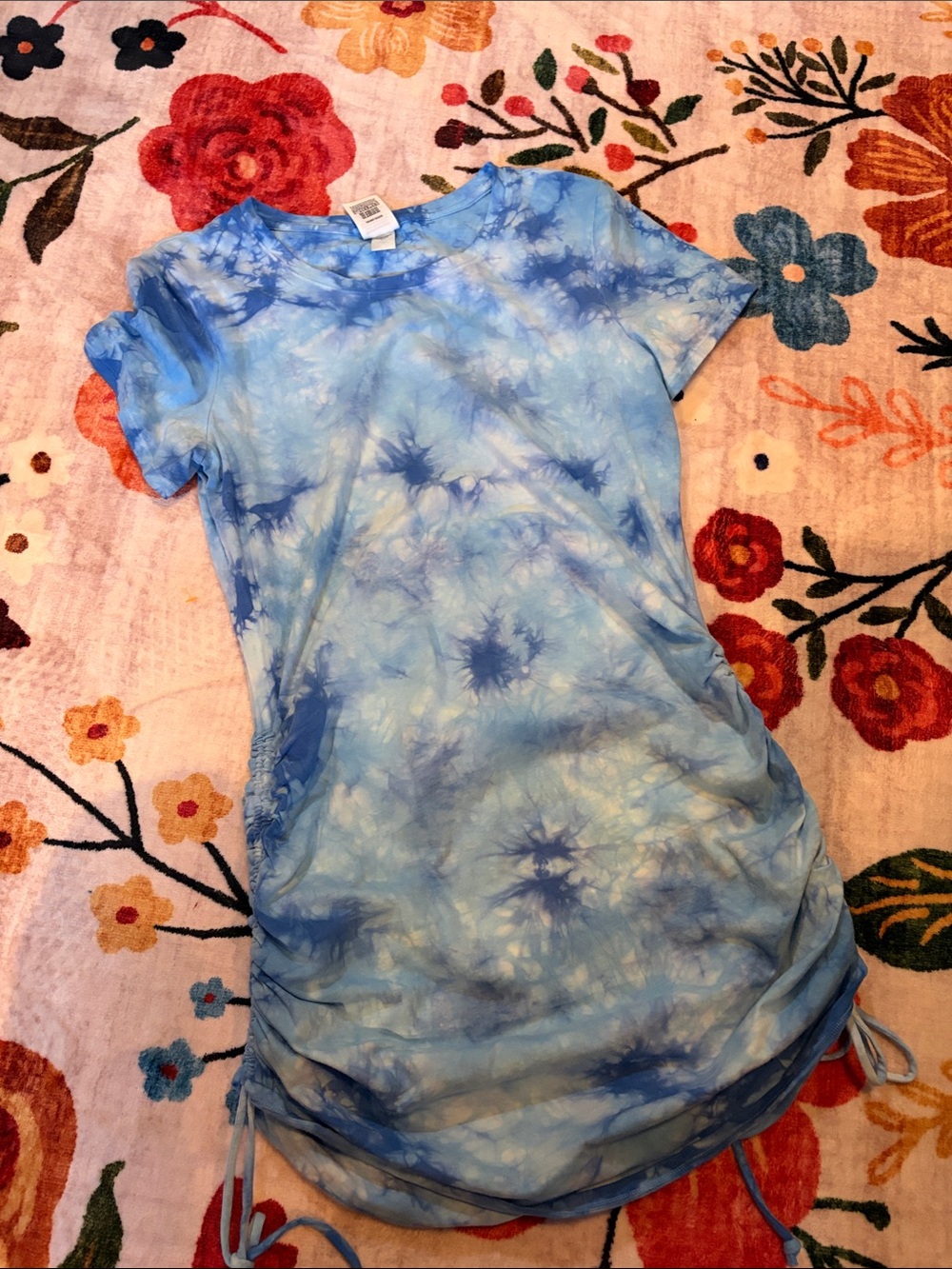 PINK Victoria's Secret Light Blue Tie-Dye Short Sleeve Dress